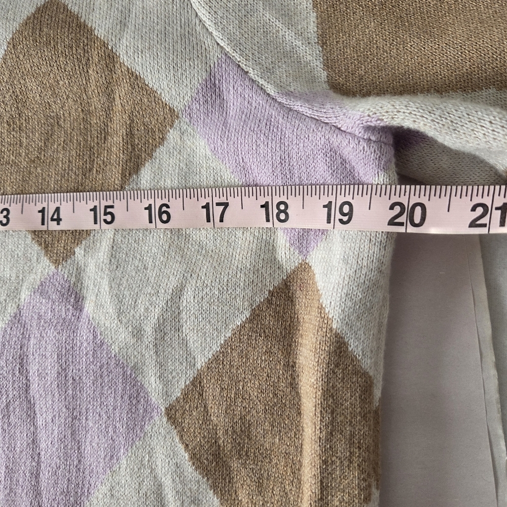 LOFT Women's Argyle Sweater XL - Purple and Brown - Picture 5 of 5